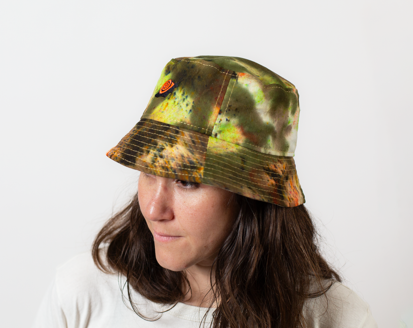dyed patchwork bucket hats